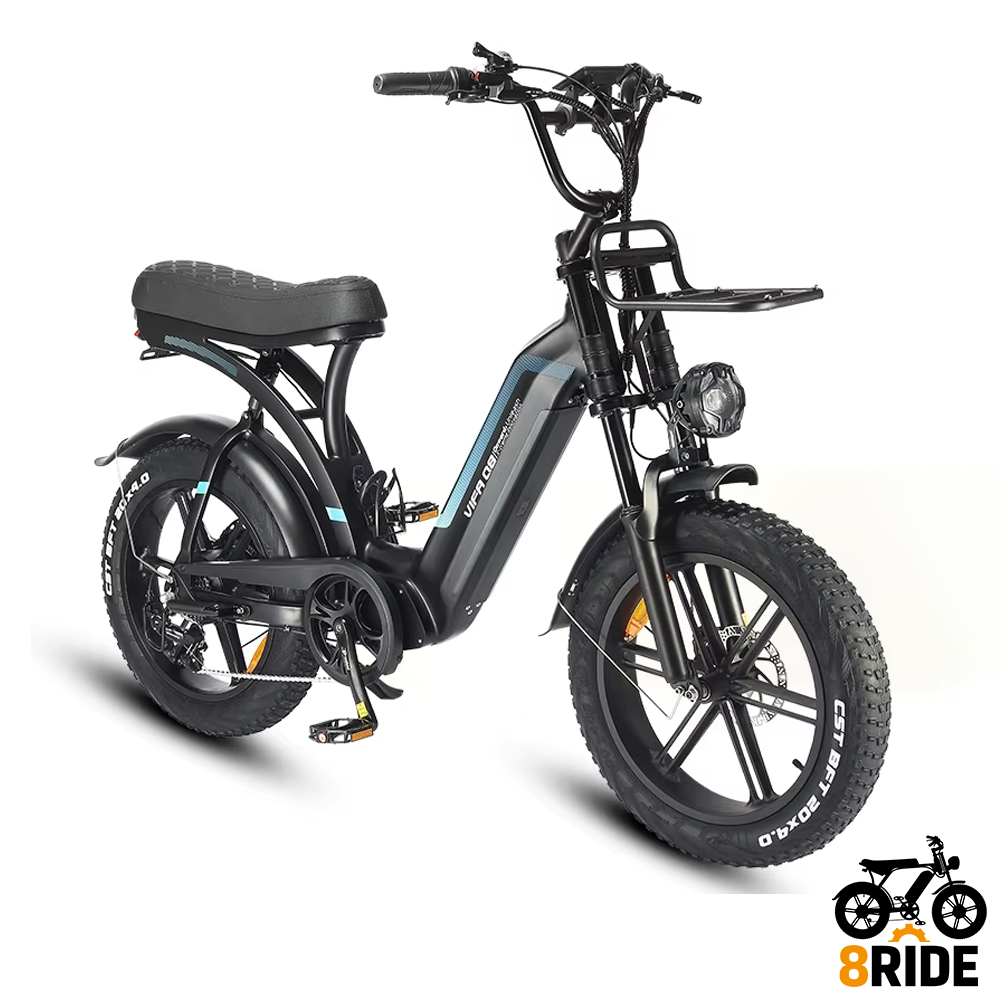 OUXI Q8 E-Fatbike (250 W) – 20 × 4 Fat Tire, 48 V 20 Ah batterij, front rack